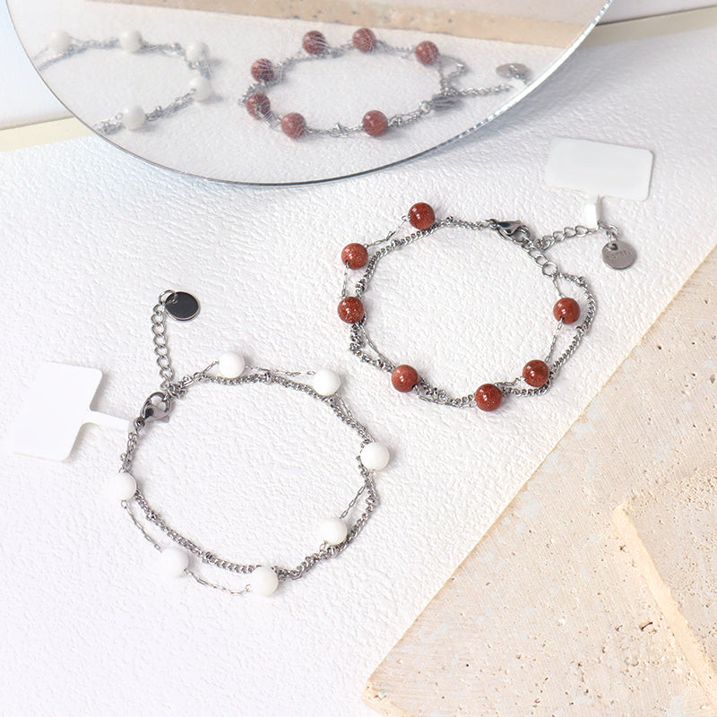 Manufacture China Factory Wholesale Fashion Custom Jewelry Women Beads Charm Gift Ajustable No Tarnish Stainless Steel Bracelet Bangle