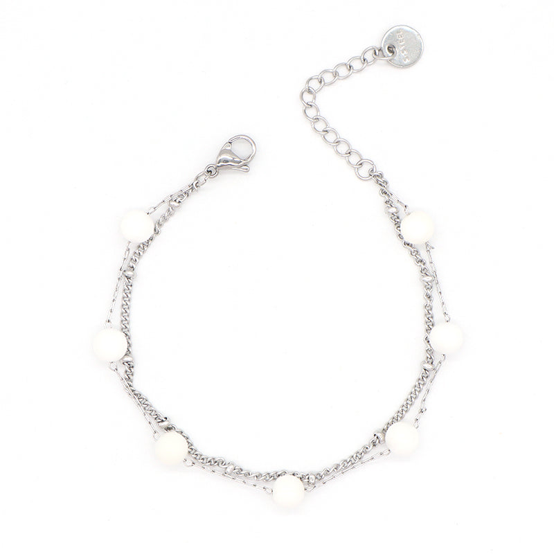 Manufacture China Factory Wholesale Fashion Custom Jewelry Women Beads Charm Gift Ajustable No Tarnish Stainless Steel Bracelet Bangle