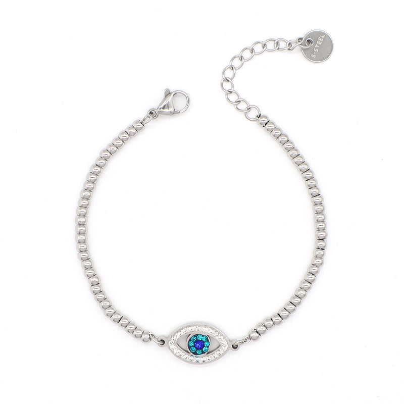 Good Qualilty Fashion Custom China Factory Wholesale Manufacture Devil Eyes Bangle Jewelry Women Ajustable CZ Stainless Steel Evil Eyes Bracelet For Gift