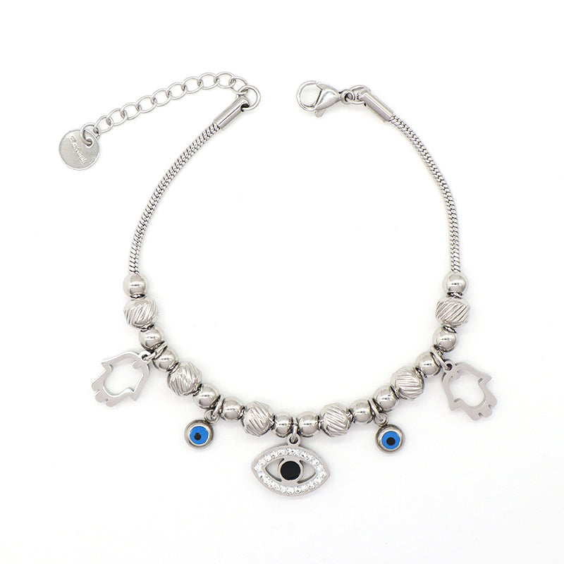 Good Qualilty Fashion Custom China Factory Wholesale Manufacture Devil Eyes Bangle Jewelry Women Ajustable CZ Stainless Steel Evil Eyes Bracelet For Gift