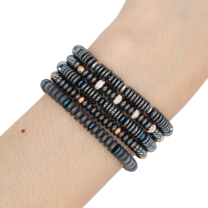 Fashionable Manufacture Wholesale Customized China Factory Jewelry Gift Women Bangle Ajustable Grey Gold Blue Beads Charm Stainless Steel Bracelet