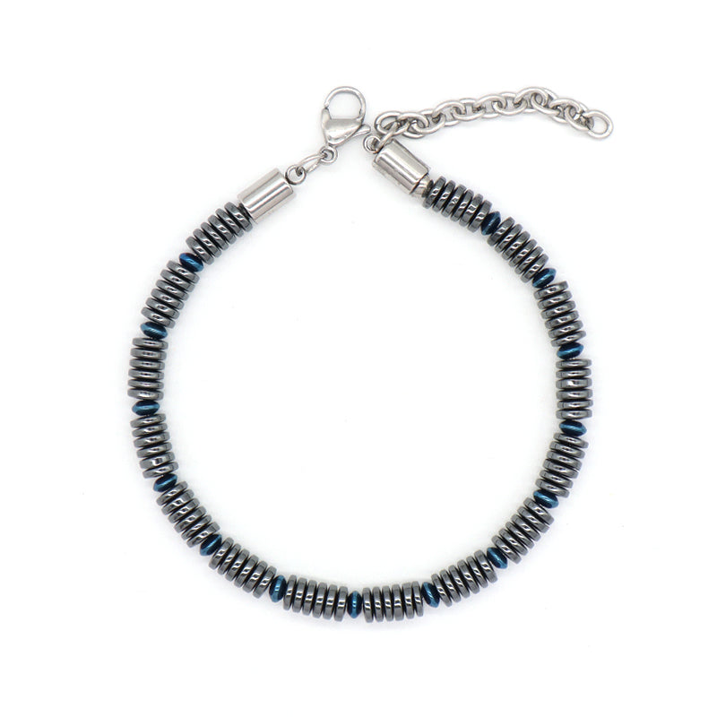 Fashionable Manufacture Wholesale Customized China Factory Jewelry Gift Women Bangle Ajustable Grey Gold Blue Beads Charm Stainless Steel Bracelet