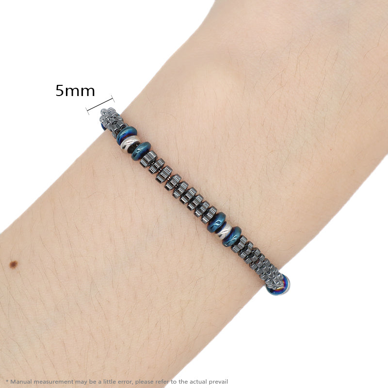 Custom China Factory Wholesale Fashionable Manufacture Bangle Jewelry Gift Men Women Ajustable Blue Grey Beads Charm Stainless Steel Bracelet
