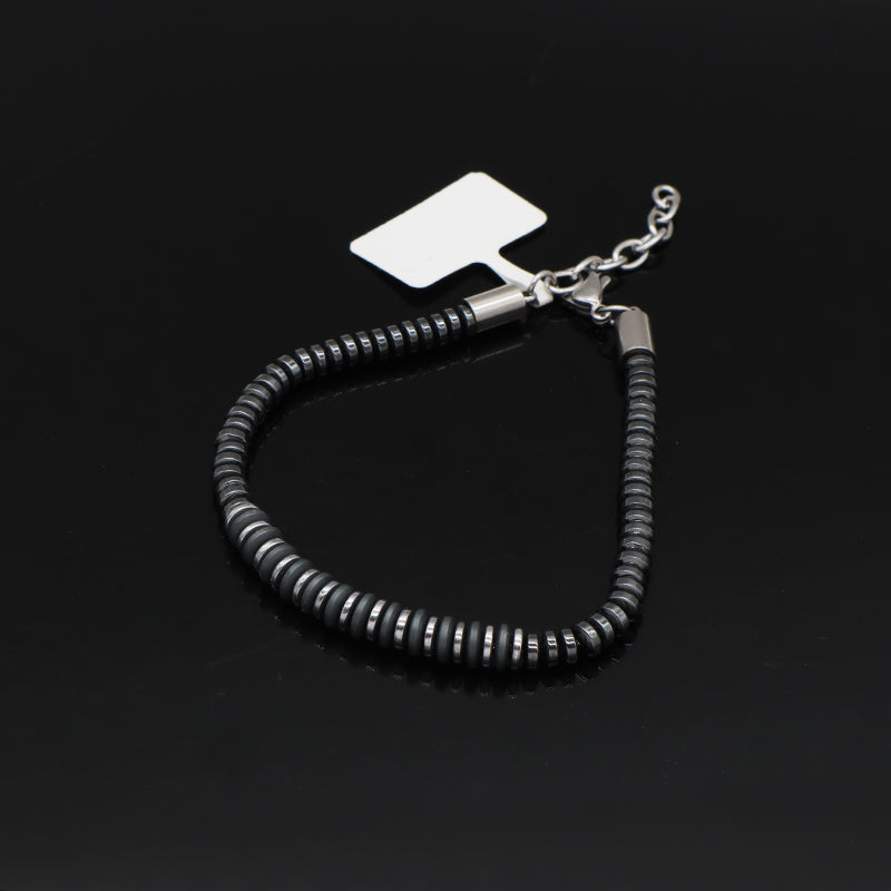 Custom China Factory Wholesale Fashionable Manufacture Bangle Jewelry Gift Men Women Ajustable Blue Grey Beads Charm Stainless Steel Bracelet