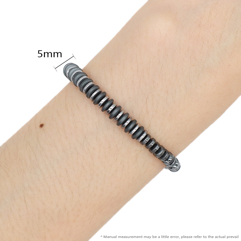 Custom China Factory Wholesale Fashionable Manufacture Bangle Jewelry Gift Men Women Ajustable Blue Grey Beads Charm Stainless Steel Bracelet