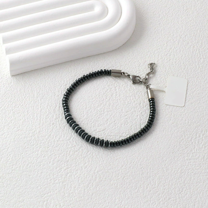 Custom China Factory Wholesale Fashionable Manufacture Bangle Jewelry Gift Men Women Ajustable Blue Grey Beads Charm Stainless Steel Bracelet