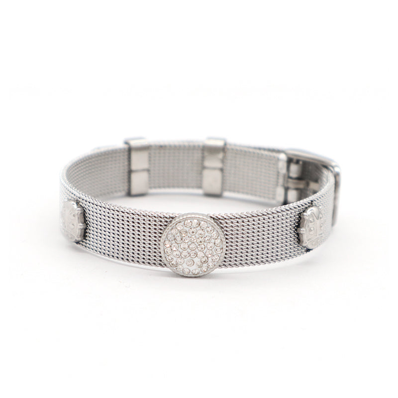 Wholesale Women Customized Jewelry Ajustable CZ No Tarnish Heart Flower Blue Evil Eyes Charm Stainless Steel Bracelet Bangle