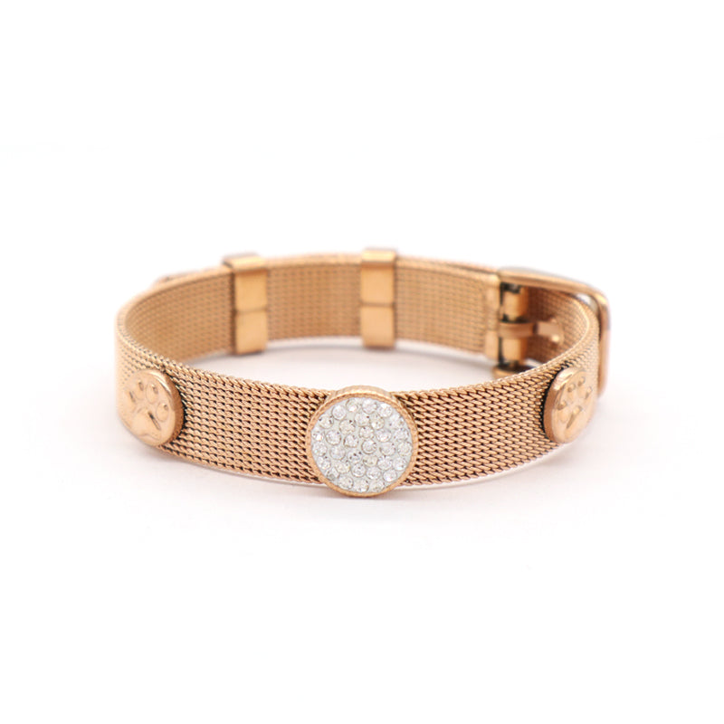 New Bulk Sale Fashion Women Custom Jewelry Ajustable CZ Rose Gold Flower Butterfly Charm Stainless Steel Bracelet Bangle
