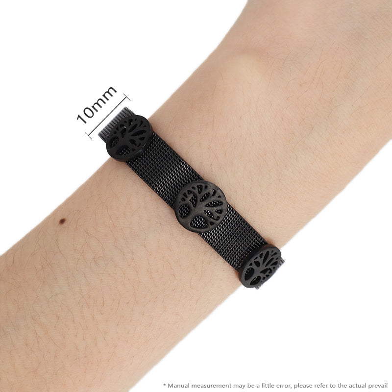 China Factory New Fashion Wholesale Custom Women Jewelry Ajustable Stainless Steel Black Plated Tree Charm Bracelet Bangle