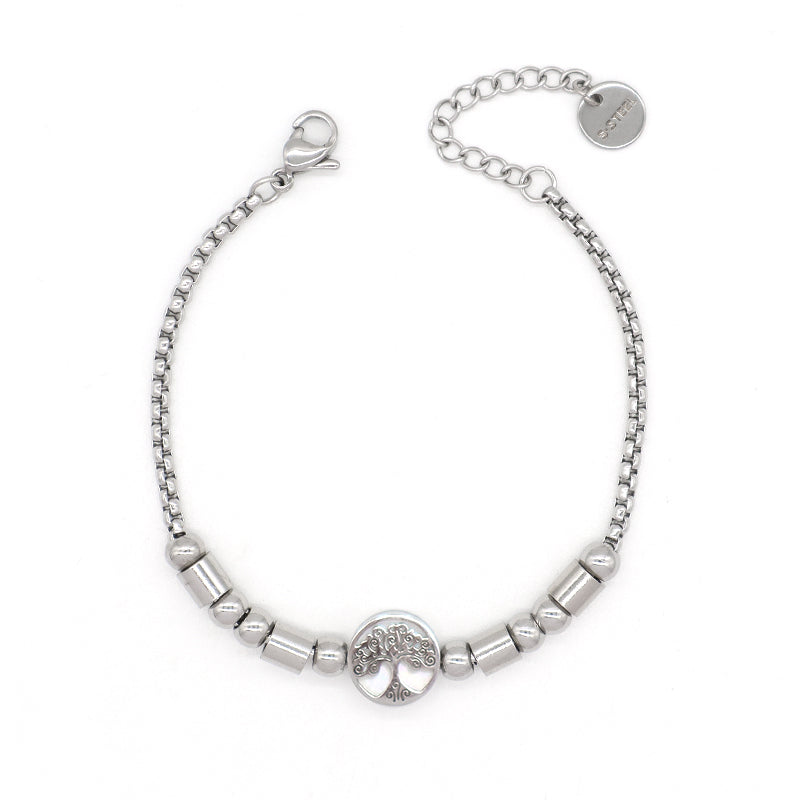 New Bulk Sale China Factory Wholesale Manufacture Fashion Custom Jewelry Women Ajustable CZ No Tarnish Stainless Steel Life Tree Charm Bracelet Bangle For Gift