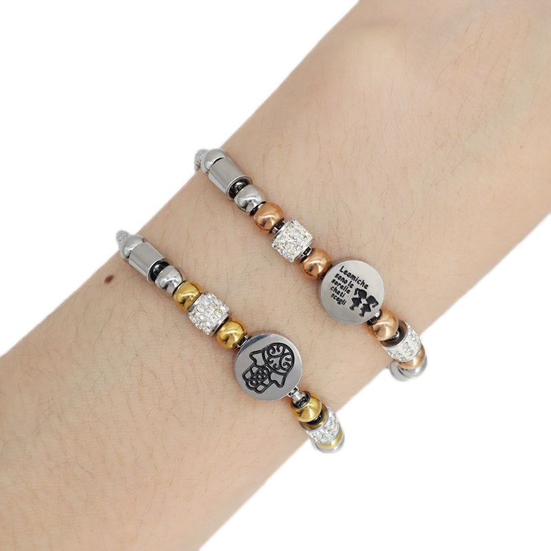 Wholesale China Factory Manufacture Fashionable Customized Jewelry Women Ajustable CZ Gold Plated Stainless Steel Hand Charm Bracelet Bangle For Gift