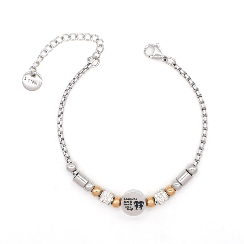 Wholesale China Factory Manufacture Fashionable Customized Jewelry Women Ajustable CZ Gold Plated Stainless Steel Hand Charm Bracelet Bangle For Gift