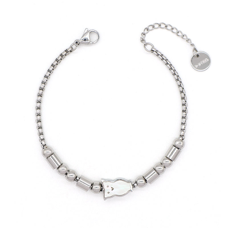 Women Customized Wholesale China Factory Manufacture Fashionable Ajustable No Tarnish Stainless Steel Cat Star Charm Bracelet Bangle For Jewelry Gift