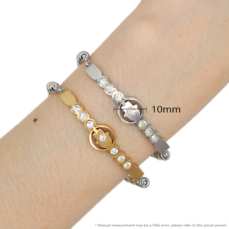 Manufacture Custom Wholesale Fashionable China Factory Jewelry Ajustable CZ Gold Plated Hand Stainless Steel Cuff Bracelet Bangle For Gift