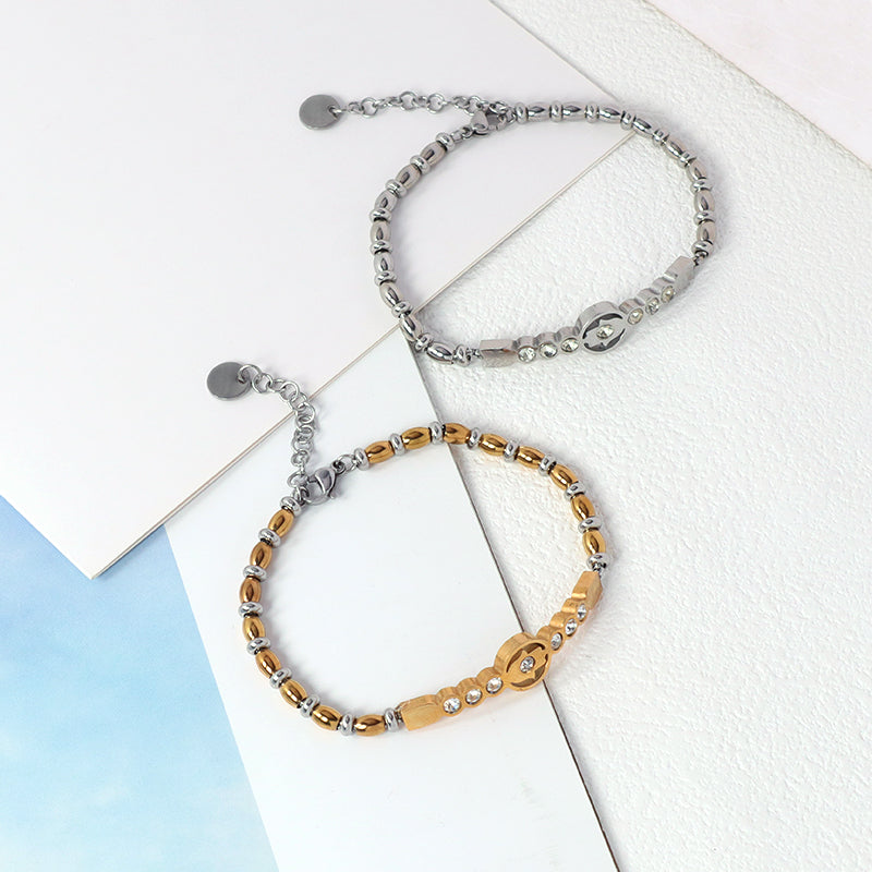 Manufacture Custom Wholesale Fashionable China Factory Jewelry Ajustable CZ Gold Plated Hand Stainless Steel Cuff Bracelet Bangle For Gift