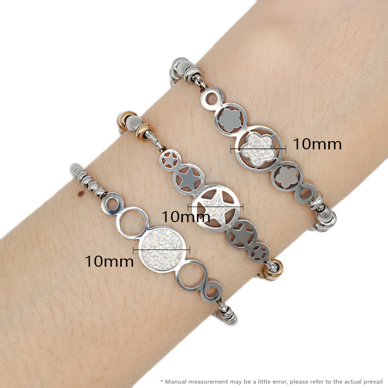 Ajustable Custom Manufacture Wholesale Fashionable China Factory Gift Women Bracelet Jewelry CZ No Tarnish Star Charm Stainless Steel Cuff Bangle