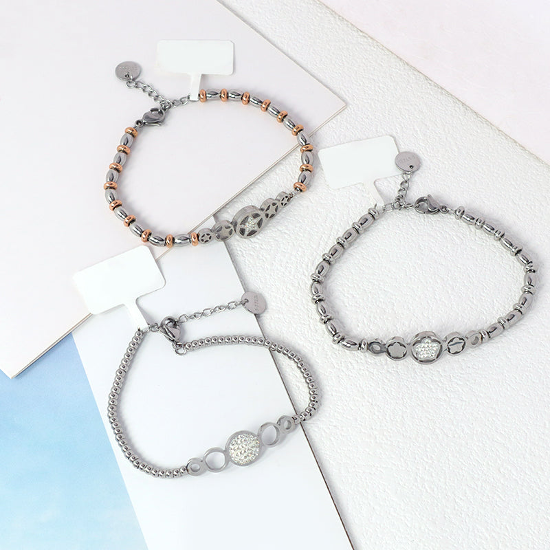 Ajustable Custom Manufacture Wholesale Fashionable China Factory Gift Women Bracelet Jewelry CZ No Tarnish Star Charm Stainless Steel Cuff Bangle