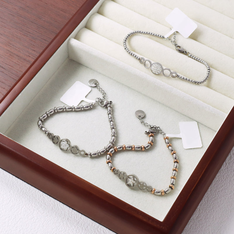 Ajustable Custom Manufacture Wholesale Fashionable China Factory Gift Women Bracelet Jewelry CZ No Tarnish Star Charm Stainless Steel Cuff Bangle
