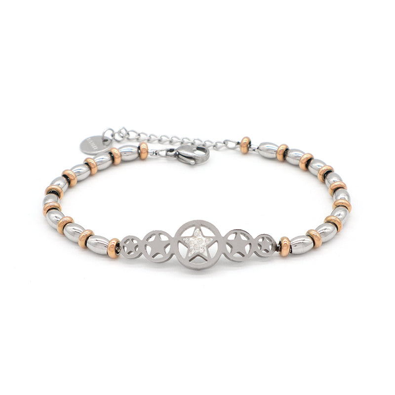 Ajustable Custom Manufacture Wholesale Fashionable China Factory Gift Women Bracelet Jewelry CZ No Tarnish Star Charm Stainless Steel Cuff Bangle