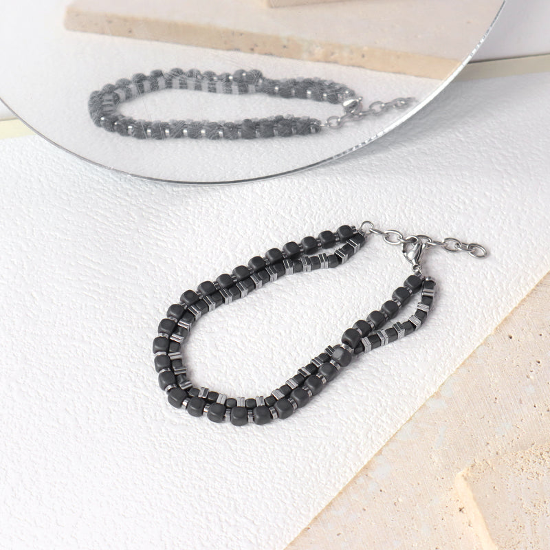 Customized Wholesale China Factory Manufacture Fashionable Women Jewelry Gift Ajustable No Tarnish Stainless Steel Double Layer Bracelet Bangle