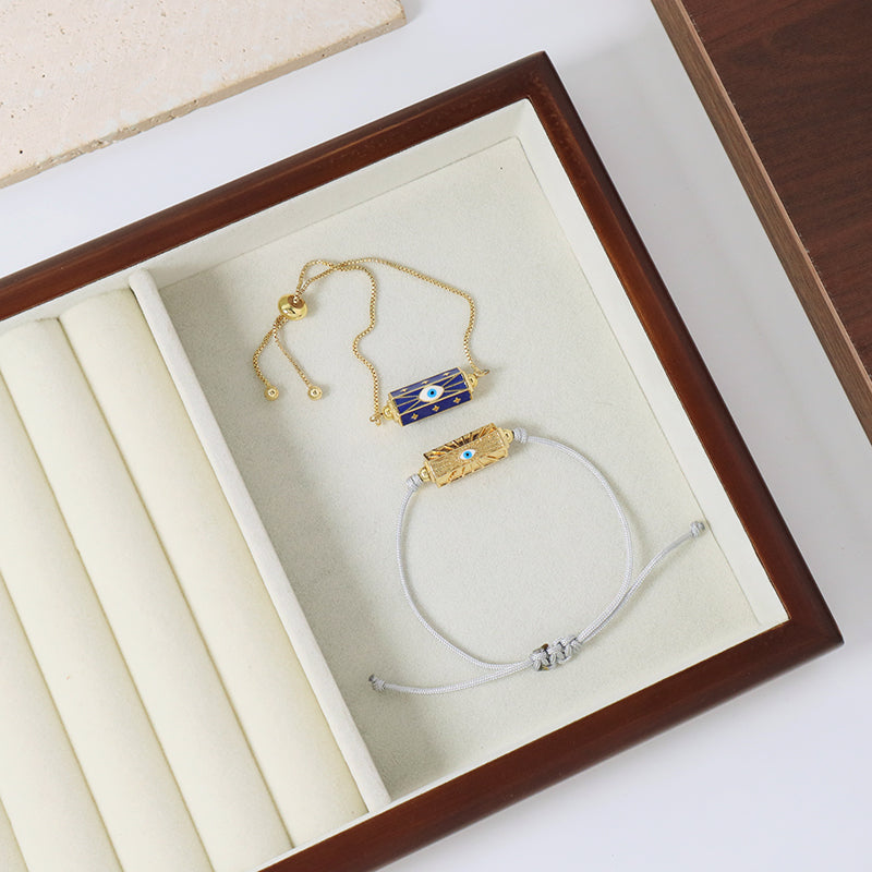 OEM Wholesale Factory Custom Jewelry Handmade Blue Eye Chain Bracelet Ajustable Enamel Rope Gold Plated Evil Eyes Charm Bracelet