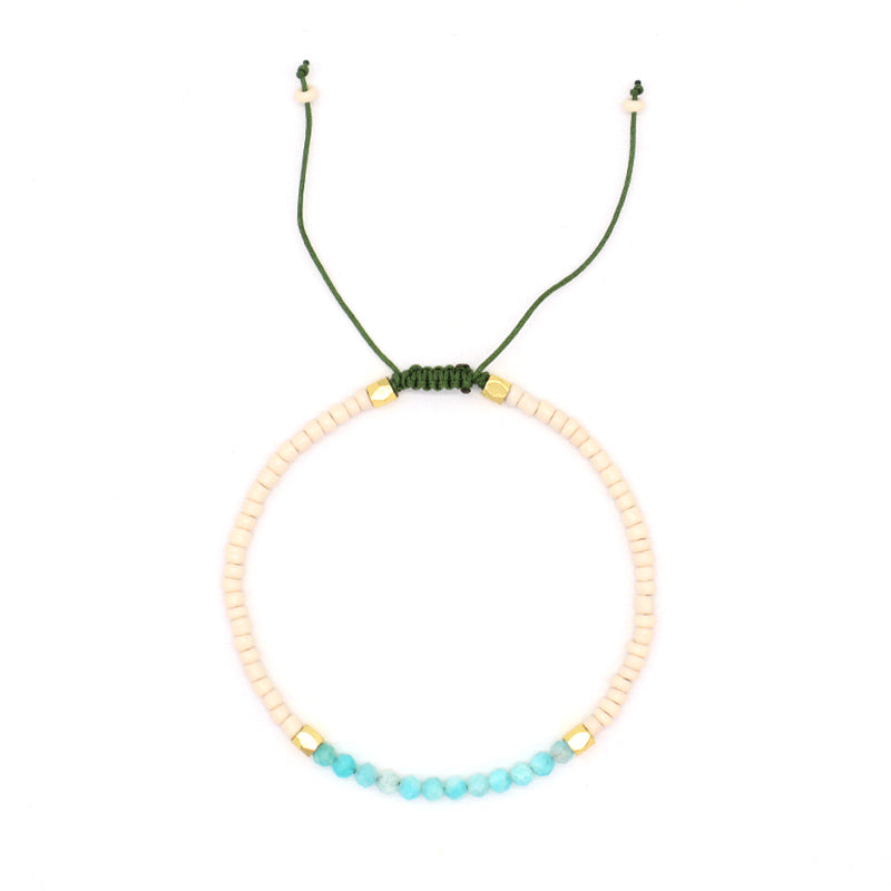 New Custom Women Handmade Ajustable Gold Plated Charm Glass Crystal Seed Beads Woven Macrame Bracelet
