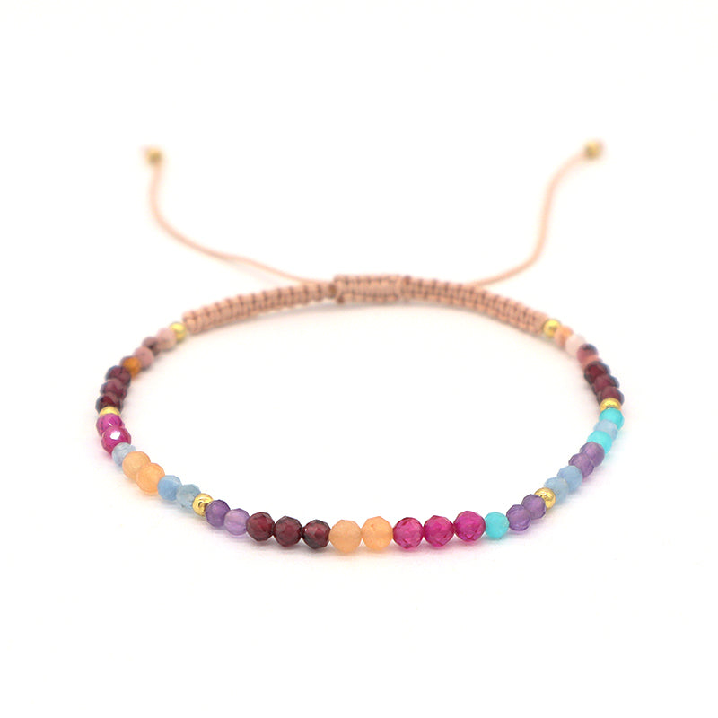 New Bulk Sale Fashion Customized Handmade Ajustable Gold Plated Charm Natural Stone Beads Macrame Woven Bracelet For Women Gift