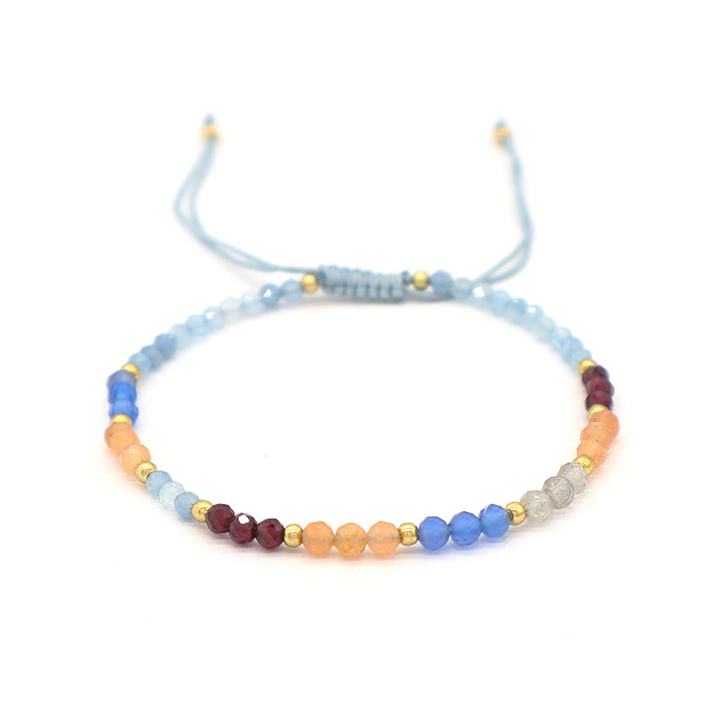New Bulk Sale Fashion Customized Handmade Ajustable Gold Plated Charm Natural Stone Beads Macrame Woven Bracelet For Women Gift