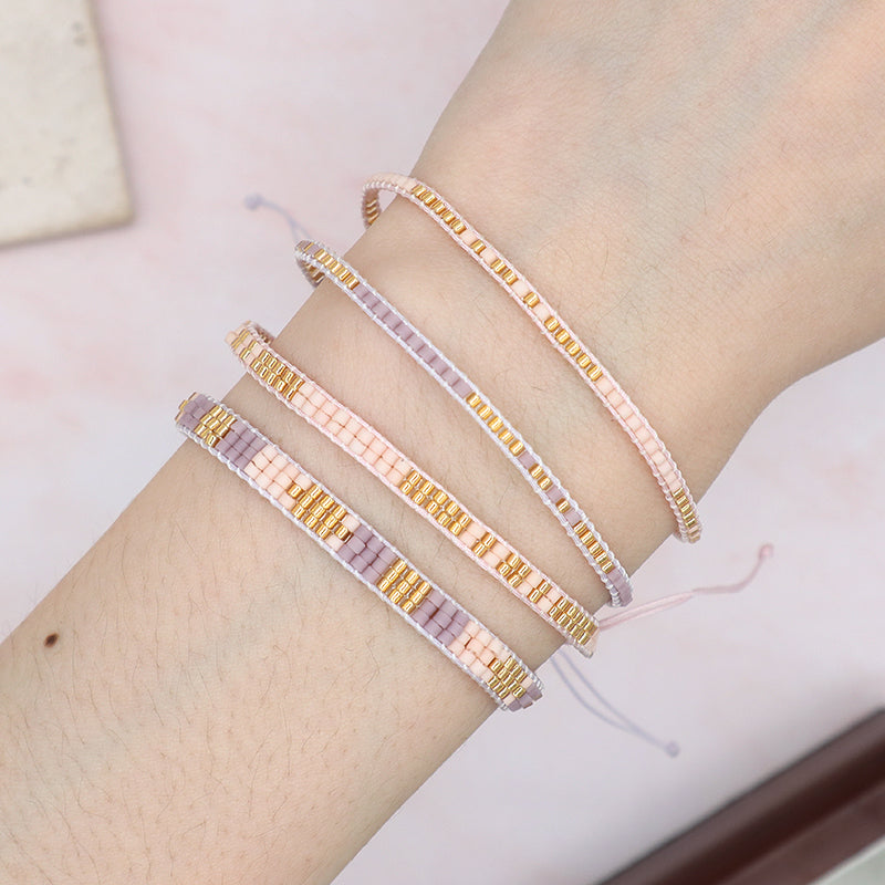 Custom Handmade Wholesale Miyuki Bracelet Jewelry Adjustable Pink Purple Woven Macrame Miyuki Beads Bracelet For Teen Girl Women