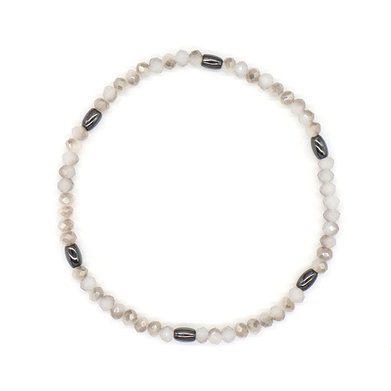 Manufacture Handmade China Factory Wholesale OEM Custom Women Jewelry Ajustable Elastic Hematite Glass Crystal Beaded Bracelet