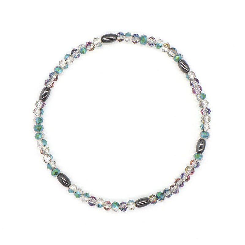 Manufacture Handmade China Factory Wholesale OEM Custom Women Jewelry Ajustable Elastic Hematite Glass Crystal Beaded Bracelet