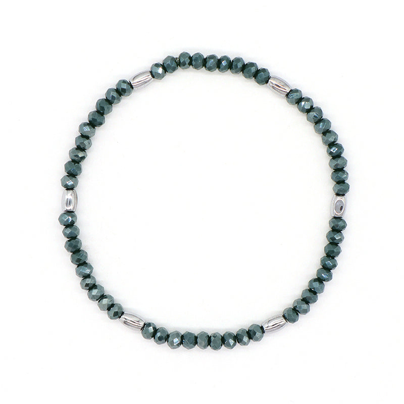 OEM Wholesale Custom Women Handmade China Factory Jewelry Ajustable Colorful Elastic Glass Crystal Hematite Beaded Bracelet