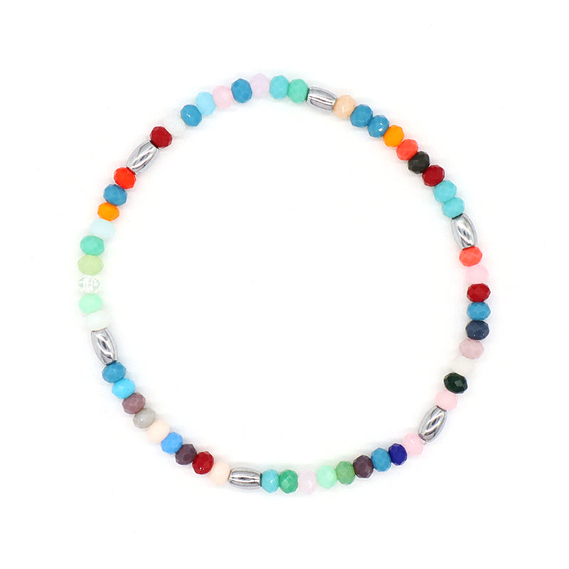 OEM Wholesale Custom Women Handmade China Factory Jewelry Ajustable Colorful Elastic Glass Crystal Hematite Beaded Bracelet