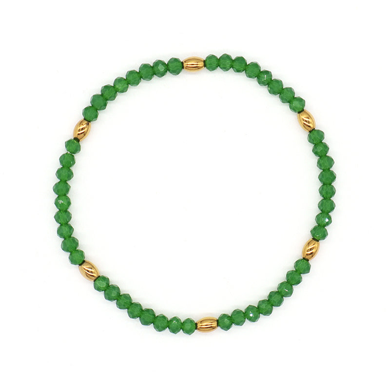 Handmade Custom Factory Wholesale OEM Women Jewelry Ajustable Elastic Colorful Glass Crystal Gold Plated Hematite Beads Bracelet