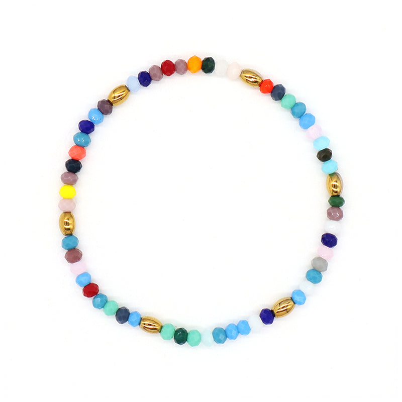 Handmade Custom Factory Wholesale OEM Women Jewelry Ajustable Elastic Colorful Glass Crystal Gold Plated Hematite Beads Bracelet