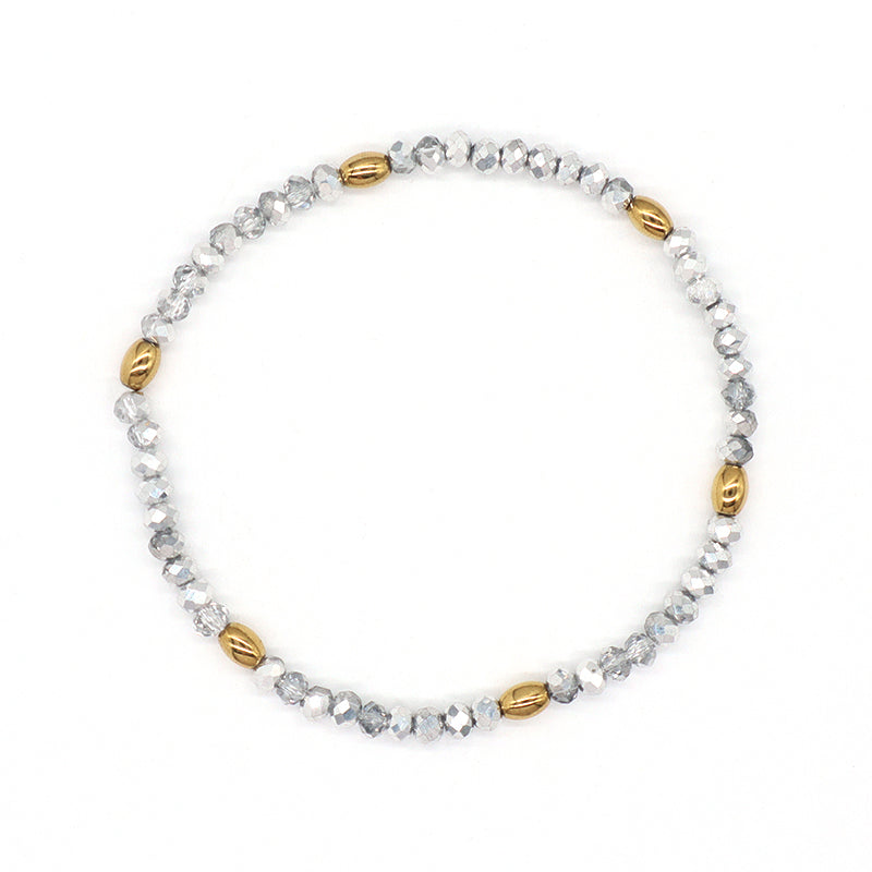 Handmade Custom Factory Wholesale OEM Women Jewelry Ajustable Elastic Colorful Glass Crystal Gold Plated Hematite Beads Bracelet