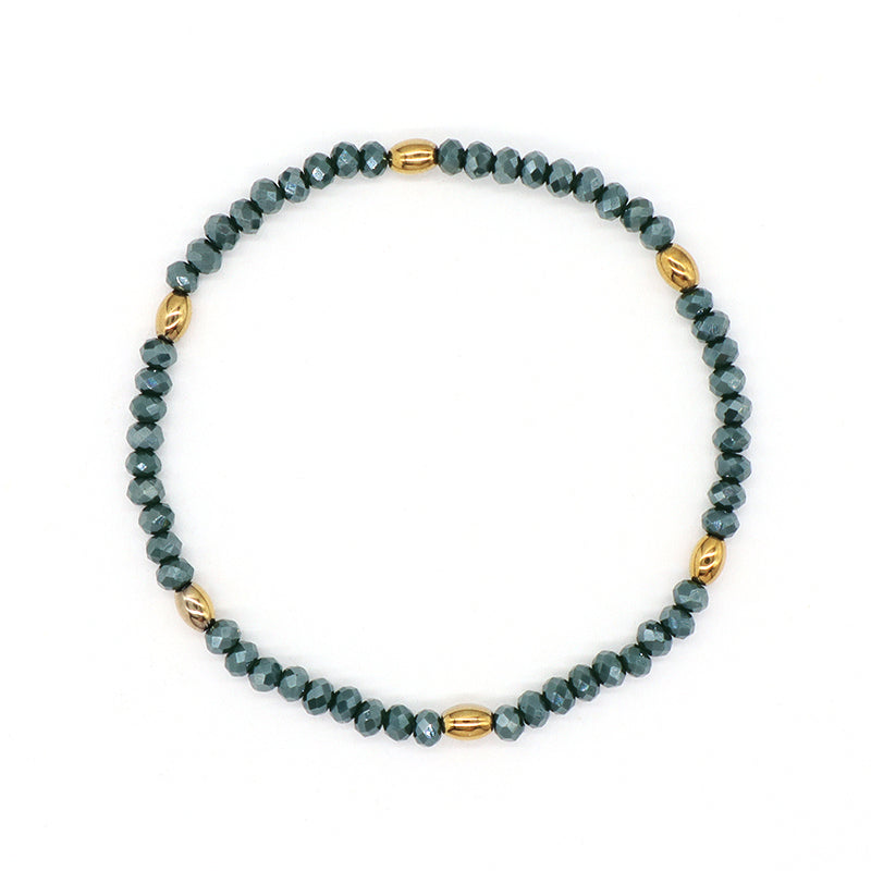 Handmade Custom Factory Wholesale OEM Women Jewelry Ajustable Elastic Colorful Glass Crystal Gold Plated Hematite Beads Bracelet