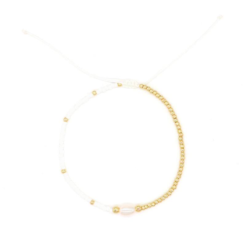 Wholesale Fashion Jewelry Handmade Custom Gold Plated Beads Adjustable Fresh Water Pearl Braided Woven Macrame Miyuki Bracelet