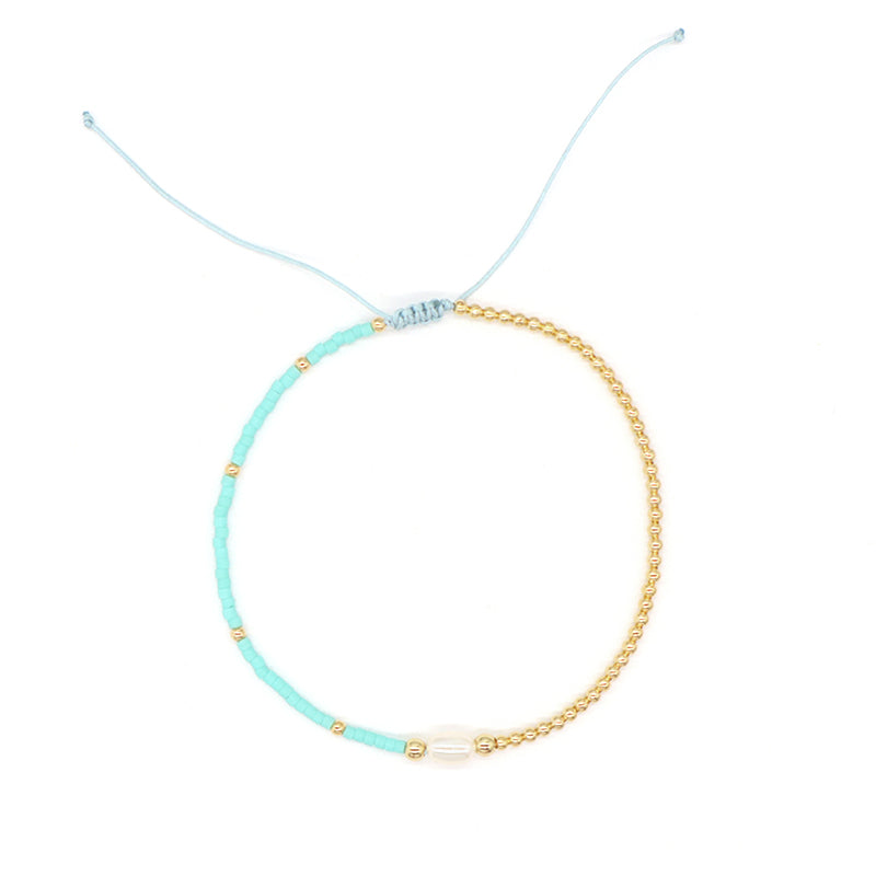 Wholesale Fashion Jewelry Handmade Custom Gold Plated Beads Adjustable Fresh Water Pearl Braided Woven Macrame Miyuki Bracelet