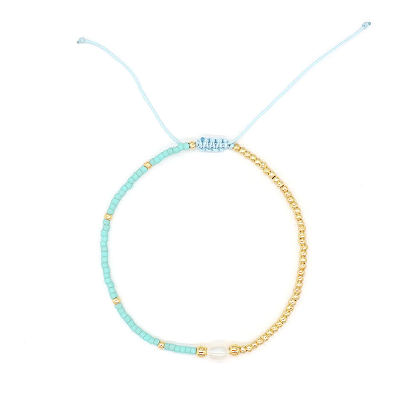 Wholesale Fashion Jewelry Handmade Custom Gold Plated Beads Adjustable Fresh Water Pearl Braided Woven Macrame Miyuki Bracelet