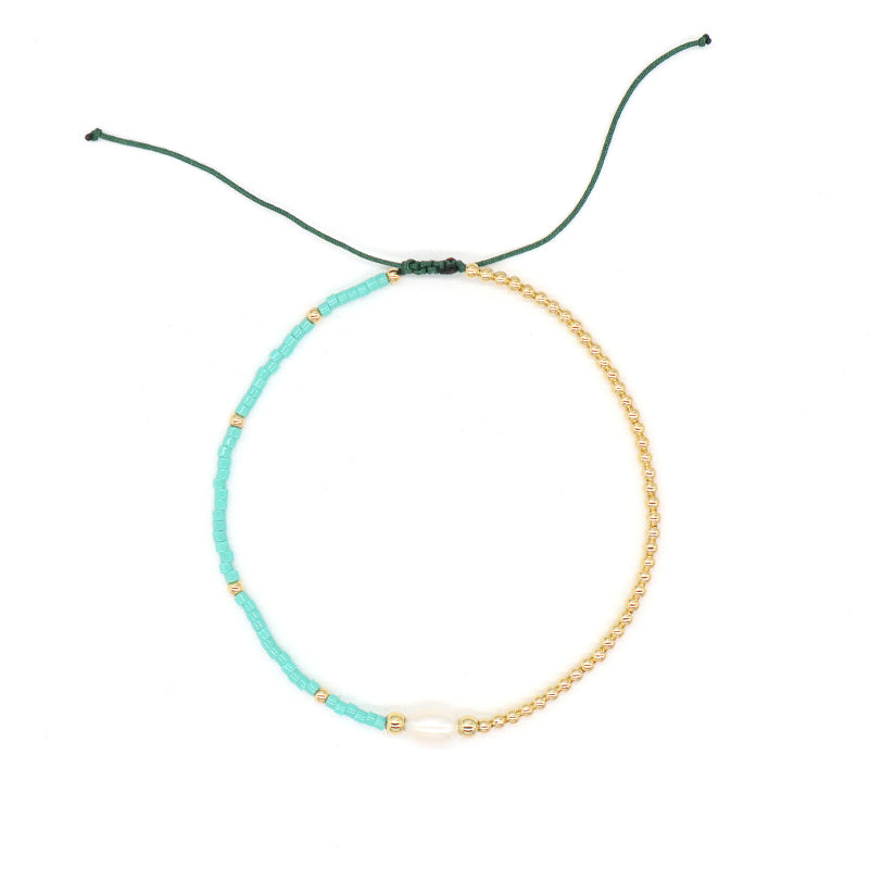Wholesale Fashion Jewelry Handmade Custom Gold Plated Beads Adjustable Fresh Water Pearl Braided Woven Macrame Miyuki Bracelet