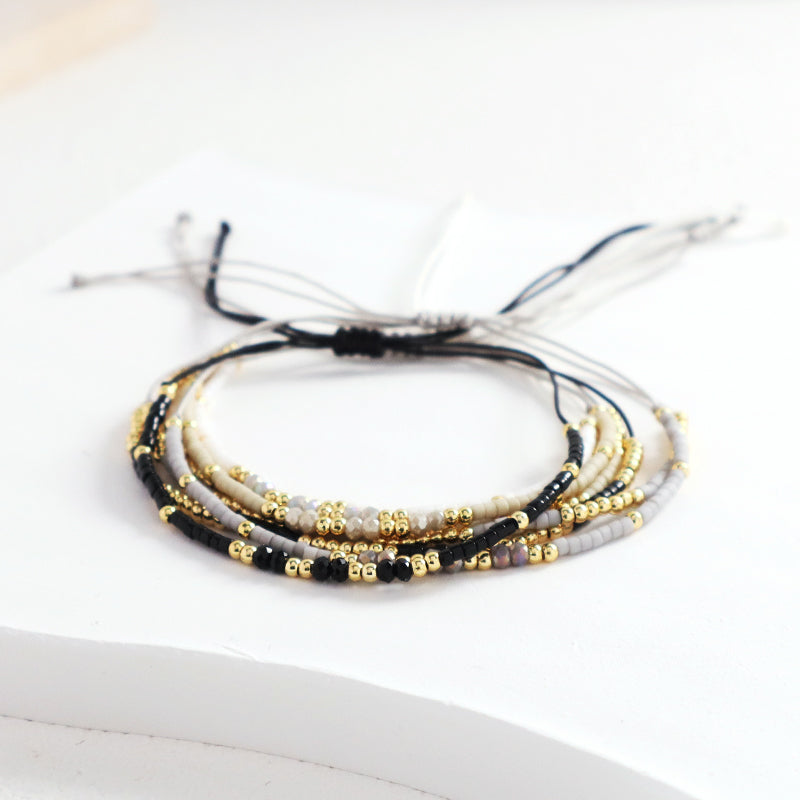 Hot Selling Handmade Wholesale Fashionable Jewelry Custom Gold Plated Beads Adjustable Woven Braided Miyuki Macrame Bracelet