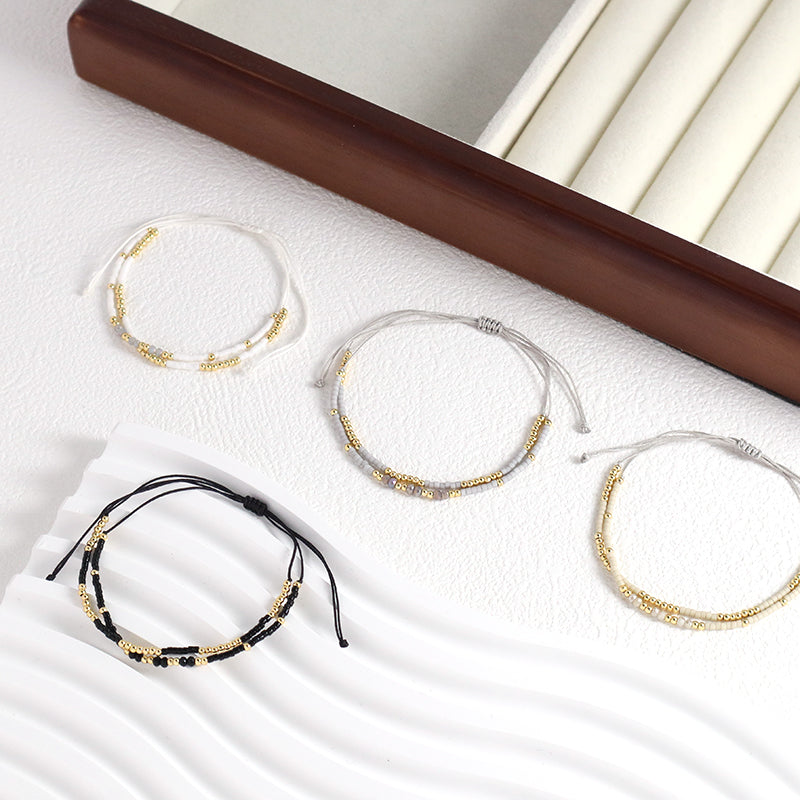 Hot Selling Handmade Wholesale Fashionable Jewelry Custom Gold Plated Beads Adjustable Woven Braided Miyuki Macrame Bracelet