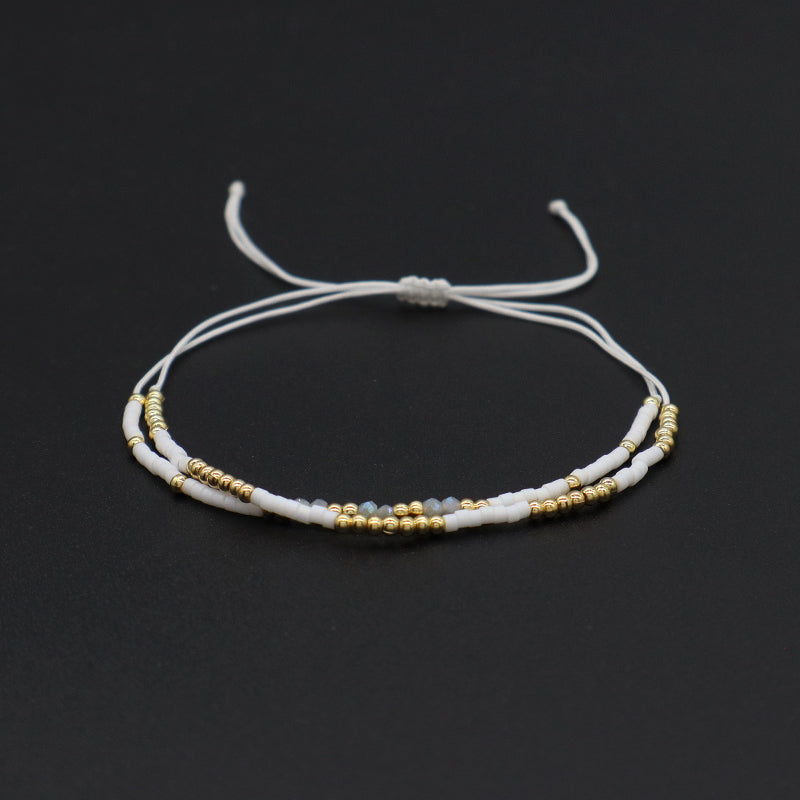 Hot Selling Handmade Wholesale Fashionable Jewelry Custom Gold Plated Beads Adjustable Woven Braided Miyuki Macrame Bracelet
