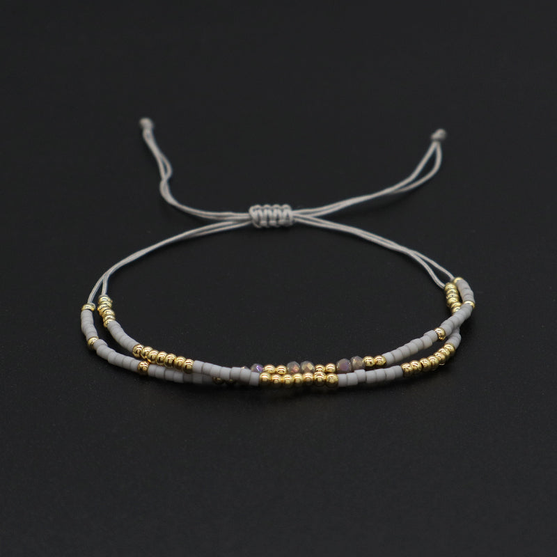 Hot Selling Handmade Wholesale Fashionable Jewelry Custom Gold Plated Beads Adjustable Woven Braided Miyuki Macrame Bracelet