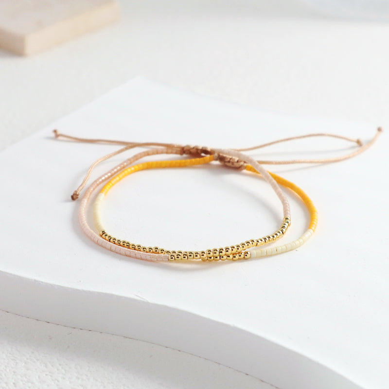 Gold Plated Beaded Women Fashion Braided Jewelry Gift Custom Wholesale Woven Handmade Adjustable Miyuki Macrame Cord Bracelet