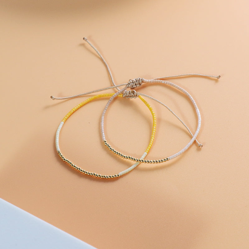 Gold Plated Beaded Women Fashion Braided Jewelry Gift Custom Wholesale Woven Handmade Adjustable Miyuki Macrame Cord Bracelet
