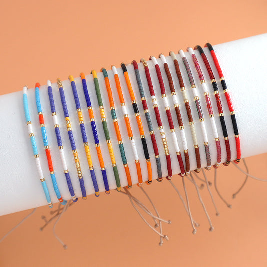 Hot Selling Customized Handmade Wholesale Fashionable Jewelry Adjustable Colorful Woven Braided Miyuki Beads Macrame Bracelet