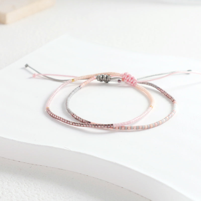 Purple Pink Ladies Jewelry Gift New Adjustable Trendy Manufacture Factory Custom Handmade Braided Woven Macrame Miyuki Bracelet