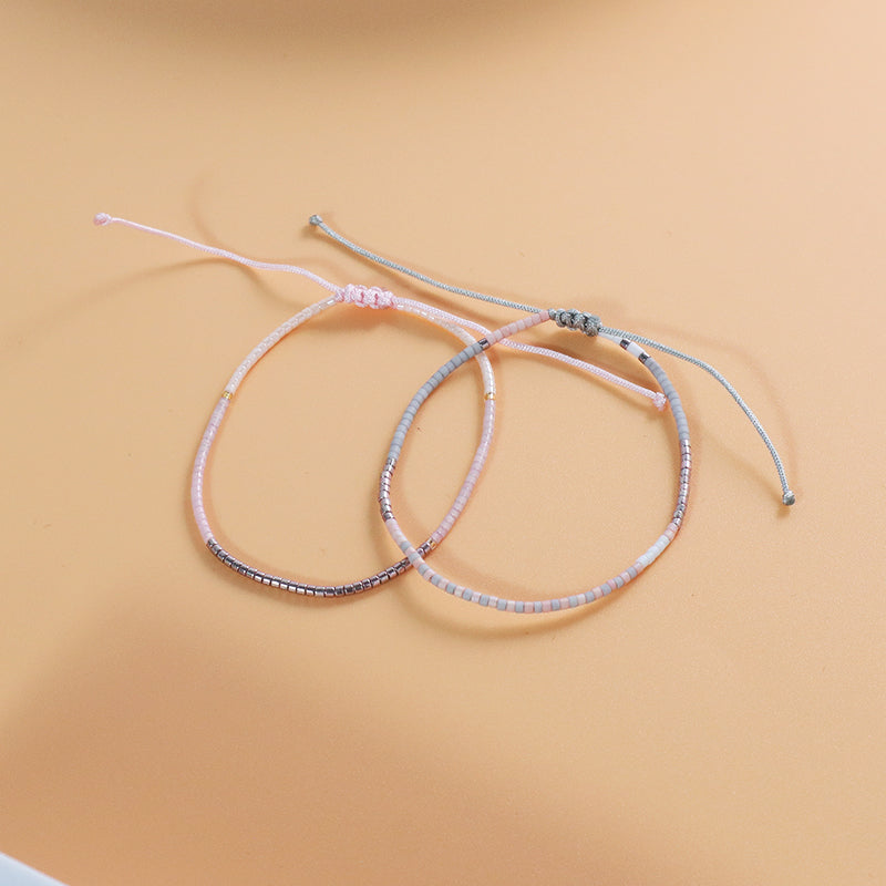 Purple Pink Ladies Jewelry Gift New Adjustable Trendy Manufacture Factory Custom Handmade Braided Woven Macrame Miyuki Bracelet